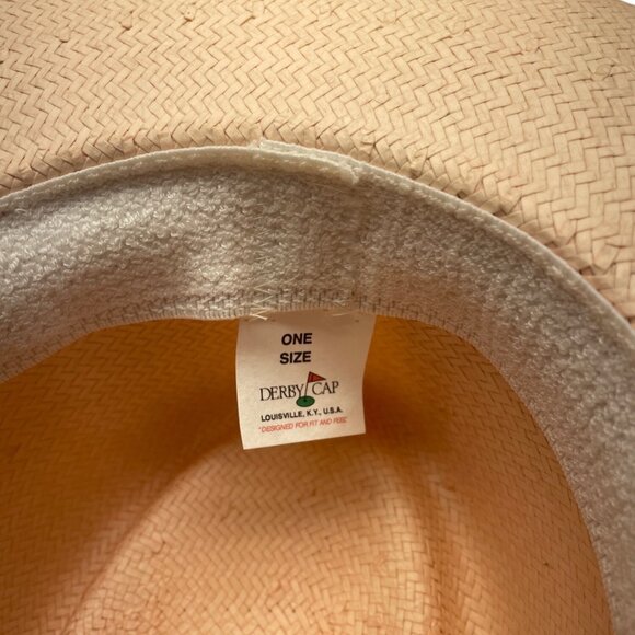 Derby Cap Womens Pink Straw Sun Hat With Floral Ribbon Bow Accent One Size - Picture 7 of 8